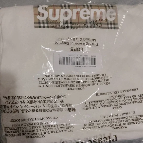 Supreme | Shirts | Supreme Burberry Box Logo Tee White Xl | Poshmark